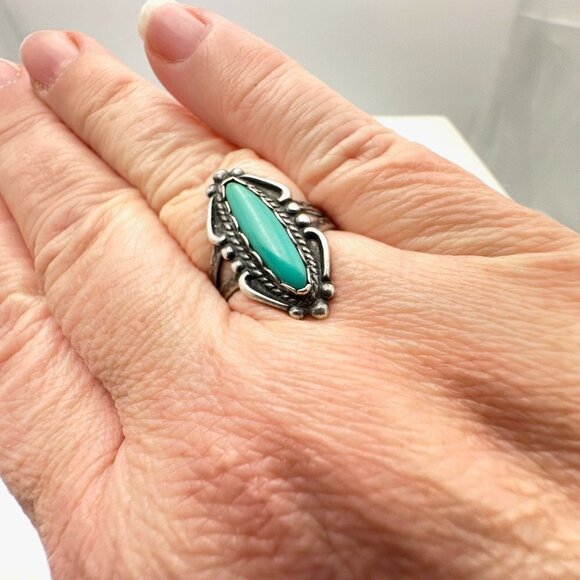 Vintage Bell Trading Native American Mens Womens Ring Turquoise Sterling Silver - Picture 5 of 7